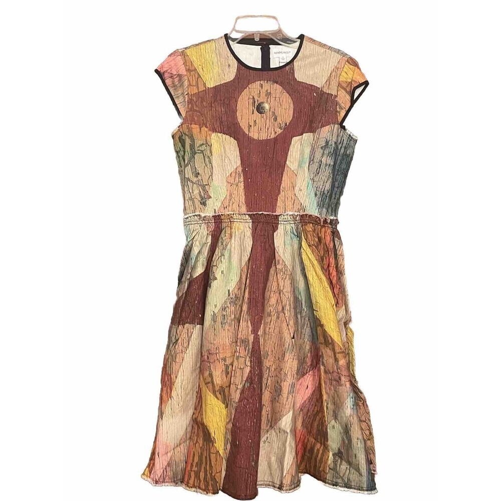 Making the Cut Women's Winning Look Gary's Dress, Beige Burgundy Paint Print S